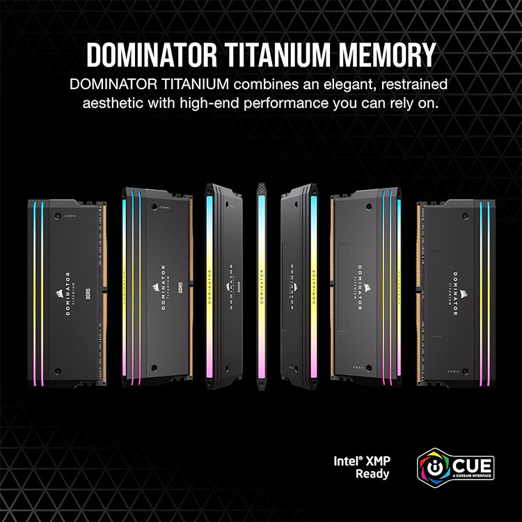 خرید رم Corsair Dominator Titanium RGB - ظرفیت 96 گیگابایت - DDR5 - پک دوتایی - مدل Intel XMP - فرکانس 6600 مگاهرتز - CL32 - سیاه
